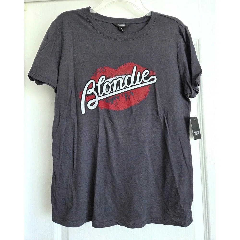 Simply Vera Vera Wang Blondie Graphic T-Shirt Magnet Gray Lips Sz M Band Concert